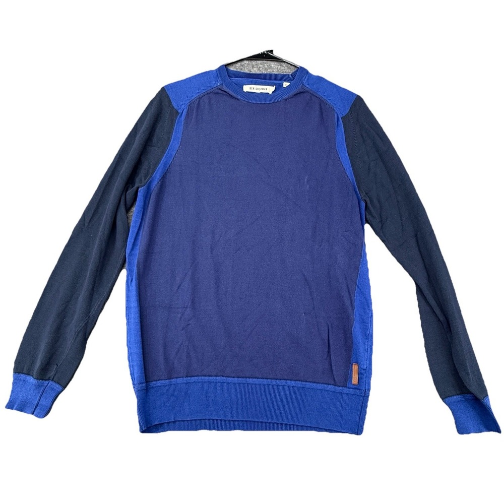Ben Sherman mens knit sweater size M navy‎ blue crew neck cotton